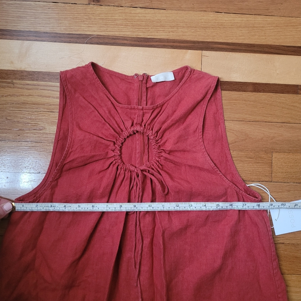 NWT POSSE DOT LINEN CUTOUT DRESS IN JAM RED - Picture 12 of 12